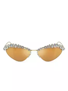 Солнцезащитные очки в оправе 'кошачий глаз' с кристаллами Swarovski, коричневый