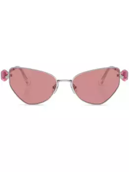 Солнцезащитные очки в оправе 'кошачий глаз' с кристаллами Swarovski, серебяный