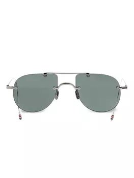 Солнцезащитные очки в оправе «пилот» Thom Browne Eyewear, серебряный