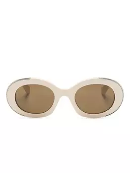 Солнцезащитные очки в овальной оправе Alexander McQueen Eyewear, нейтральный цвет