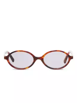 Солнцезащитные очки в овальной оправе черепаховой расцветки MIU MIU, коричневый