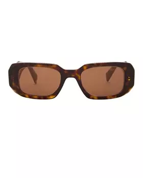 Солнцезащитные очки в овальной оправе Prada, коричневый