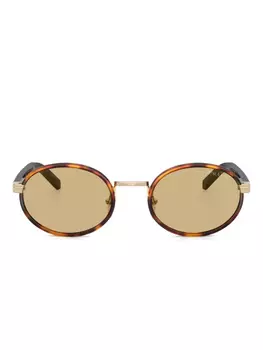 Солнцезащитные очки в овальной оправе Prada Eyewear, коричневый