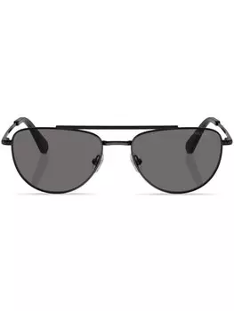 Солнцезащитные очки в овальной оправе с логотипом Swarovski, черный