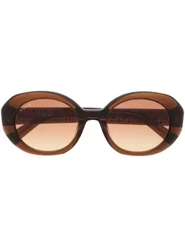 Солнцезащитные очки в овальной оправе с кристаллами Swarovski, коричневый