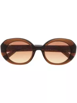 Солнцезащитные очки в овальной оправе с кристаллами Swarovski, коричневый