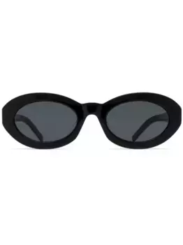 Солнцезащитные очки в овальной оправе с монограммой Saint Laurent Eyewear, черный