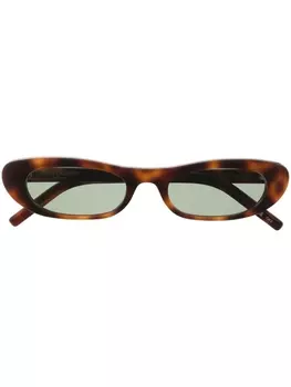 Солнцезащитные очки в овальной оправе Saint Laurent Eyewear, коричневый