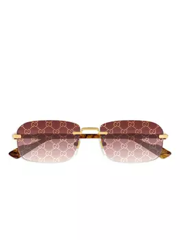 Солнцезащитные очки в прямоугольной оправе "Brown" Gucci Eyewear, коричневый