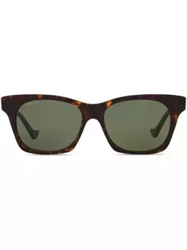 Солнцезащитные очки в прямоугольной оправе Gucci Eyewear, зеленый