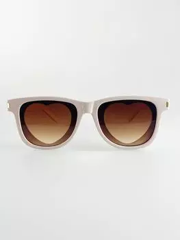 Солнцезащитные очки в прямоугольной оправе с линзами в форме сердечек SVNX, бежевый