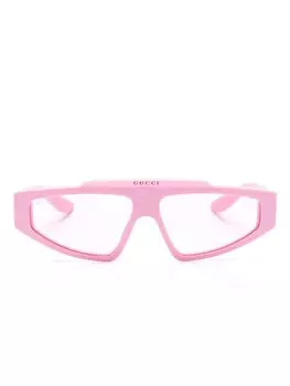 Солнцезащитные очки в прямоугольной оправе с узором GG Supreme Gucci Eyewear, розовый