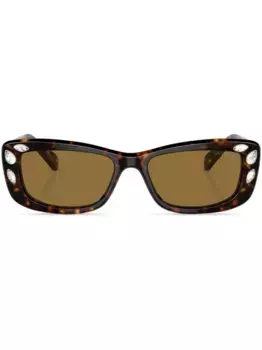 Солнцезащитные очки в прямоугольной оправе с кристаллами Swarovski, коричневый