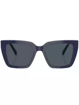 Солнцезащитные очки в прямоугольной оправе с кристаллами Swarovski, синий