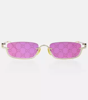 Солнцезащитные очки в прямоугольной оправе с логотипом GG Gucci, золотой