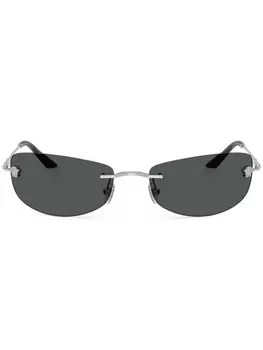 Солнцезащитные очки в прямоугольной оправе Versace Eyewear, серебряный