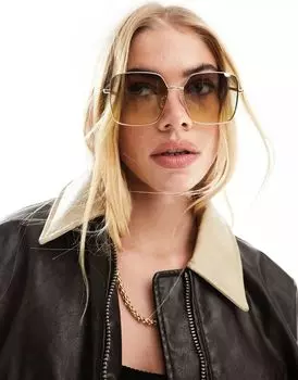 Солнцезащитные очки в стиле 70-х годов ASOS из золотистого металла