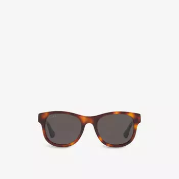 Солнцезащитные очки Wayfarer в ацетатной оправе черепаховой расцветки GG0003SN Gucci, коричневый