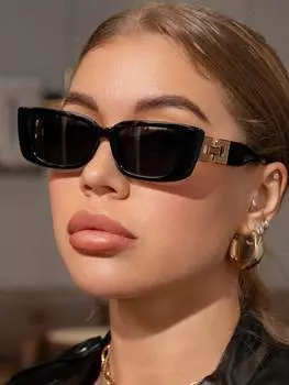 Солнцезащитные очки винтажные, черный / золотой