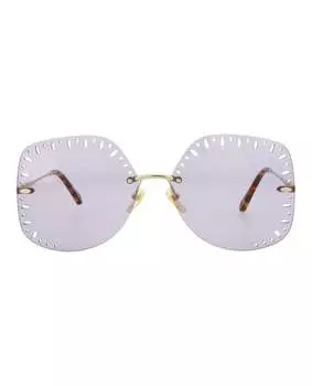 Солнцезащитные очки YSE в квадратной оправе из металла Chlo, золотой/золотой/фиолетовый
