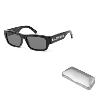 Солнцезащитные очки женские Balenciaga с футляром, черный / белый
