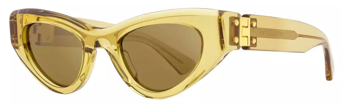 Солнцезащитные очки женские Bottega Veneta «кошачий глаз» BV1142S 003 прозрачные коричневые 49 мм