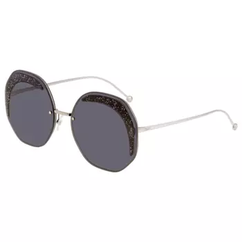 Солнцезащитные очки женские круглые металлические серебристые FENDI