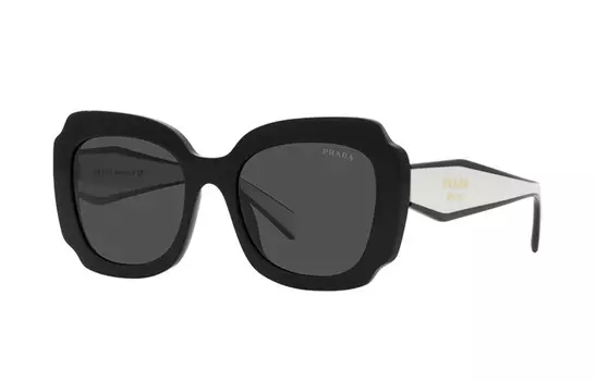 Солнцезащитные очки женские Prada с широкими дужками, черный / белый