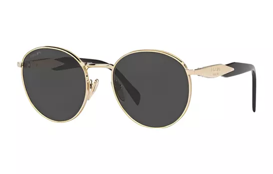 Солнцезащитные очки женские Prada в круглой оправе, золотой