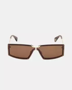 Солнцезащитные очки женские прямоугольные из черного металла Max Mara, золотой