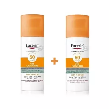 Солнцезащитный гель-крем Oil Control Dry Touch Spf 50 50 мл набор из 2 шт Eucerin