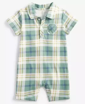 Солнцезащитный костюм Meadow в клетку с воротником для маленьких мальчиков First Impressions, белый