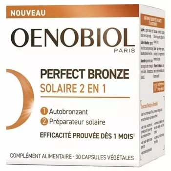 Солнцезащитный крем-автозагар Oenobiol Perfect Bronze 2-в-1, 30 капсул Markenlos