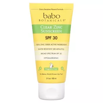 Солнцезащитный крем Babo Botanicals Clear Zinc без отдушек, 89 мл