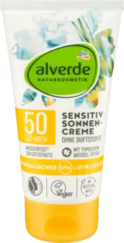 Солнцезащитный крем для чувствительной кожи SPF 50 75 мл. alverde NATURKOSMETIK