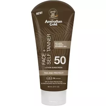 Солнцезащитный крем и автозагар для лица Spf 50, 88 мл, коричневый, Australian Gold