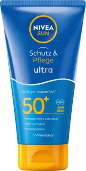 Солнцезащитный крем и усилитель Уход ультра лосьон SPF 50+ 150мл NIVEA