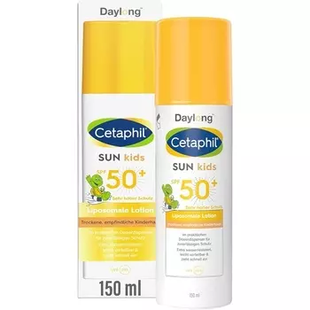 Солнцезащитный лосьон Sun Kids Liposomal SPF 50+ 150 мл увлажняющий солнцезащитный лосьон с дозатором для чувствительной детской кожи легко распределяемый крем сверхводостойкий Cetaphil