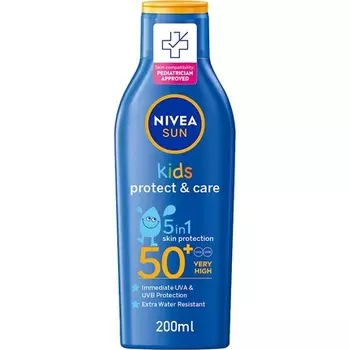 Солнцезащитный лосьон Sun Kids Protect And Care Spf 50+, 200 мл, Nivea