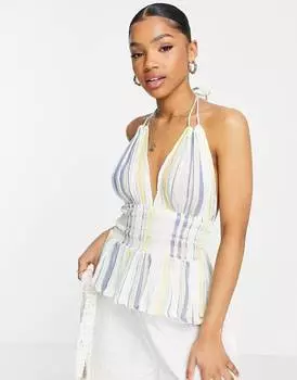 Солнцезащитный топ с присборенной талией в полоску ASOS DESIGN