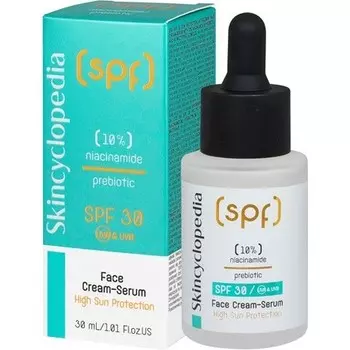 Солнцезащитный увлажняющий крем для лица SPF 30 с 10% ниацинамидом, сыворотка 30 мл Skincyclopedia