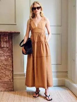 Солнечное платье от полли с верхним швом VIVERE, цвет Caramel