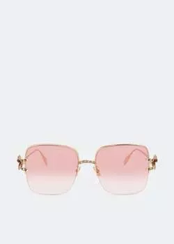 Солнечные очки ALEXANDER MCQUEEN Butterfly jewelled sunglasses, розовый