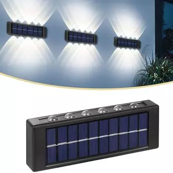 Солнечные садовые настенные светильники, белый свет, 12 светодиодных настенных светильников, светильник вверх и вниз, декоративное настенное освещение, водонепроницаемое, для лестниц в патио winterbeauy