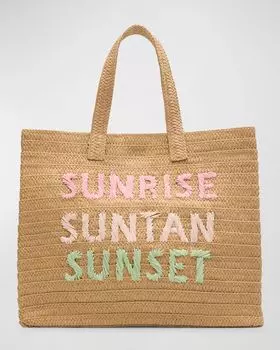 Соломенная большая сумка Sunrise Suntan Sunset BTB Los Angeles, цвет Sand Pastel Rainbow
