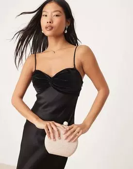 Соломенная круглая сумка-клатч в натуральном цвете True Decadence