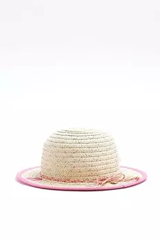 Соломенная шляпа для девочки с вышивкой ракушками River Island, коричневый