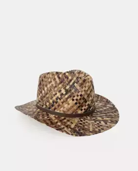 Соломенная шляпа-федора с коричневой лентой Abbacino, коричневый