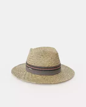 Соломенная шляпа-федора с разноцветной лентой Abbacino, бежевый