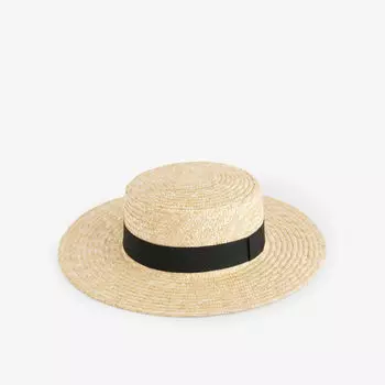 Соломенная шляпа канотье с лентой Boutique Bonita, черный